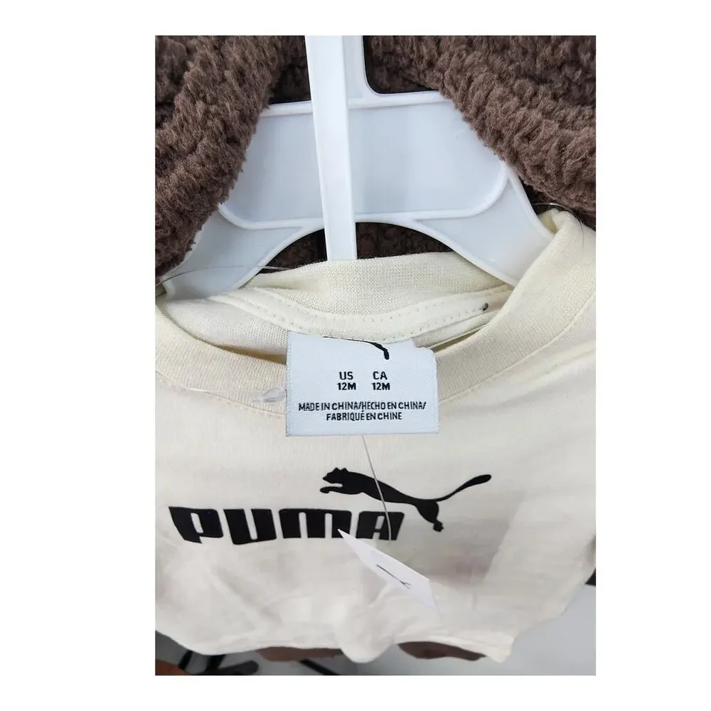 New NWT Puma Baby 3-Piece Sherpa Zip Up Hoodie Set‎ Chocolate Brown 12 Months - Picture 4 of 6